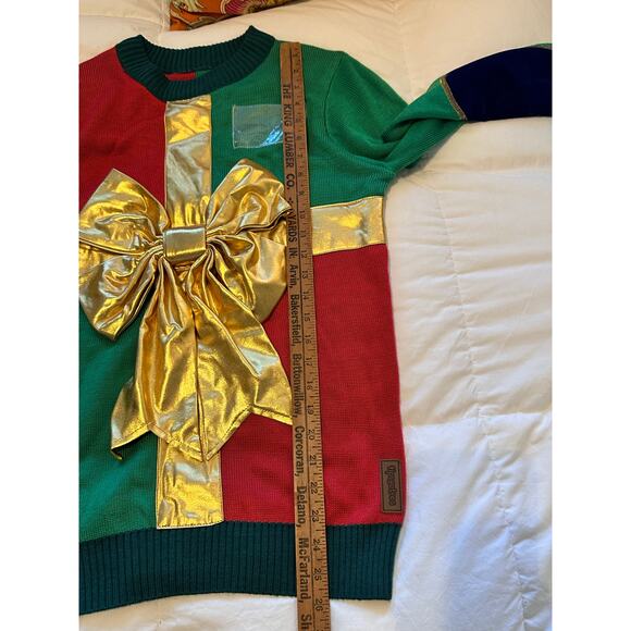 Tipsy Elves Women's Present Ugly Christmas holiday Sweater red green gold Size S - Picture 11 of 13